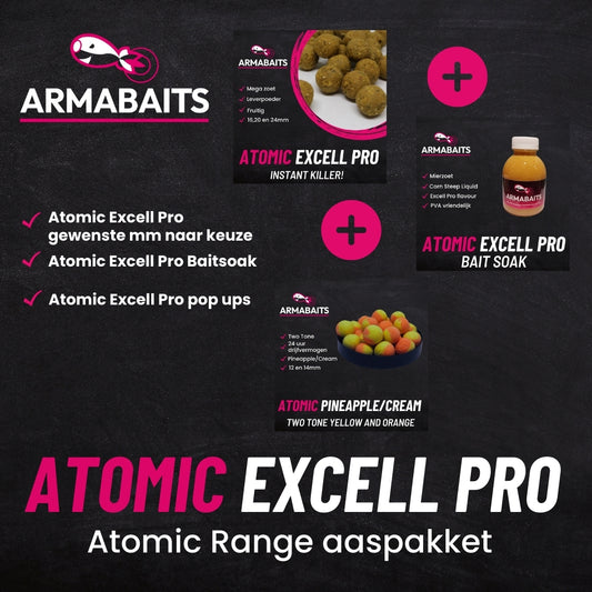 Atomic Excell Pro pakket 2.5kg boilies, pop-ups en soak!