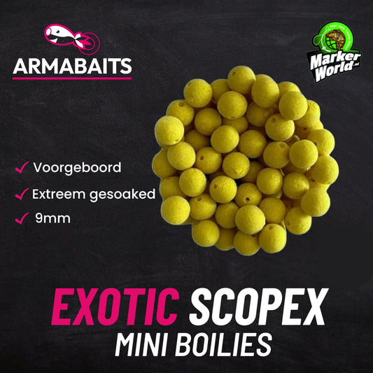 Exotic Scopex Xtreme Soaked Pre Drilled Fluo Yellow 9mm